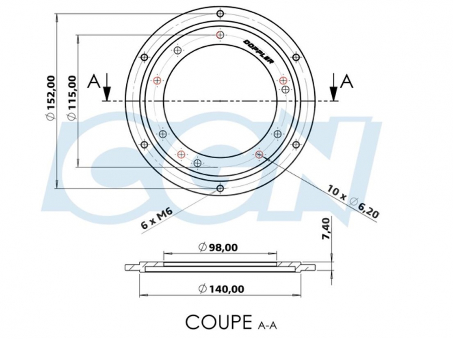 Doppler Crown Holder In Black Aluminum For Mbk Moped