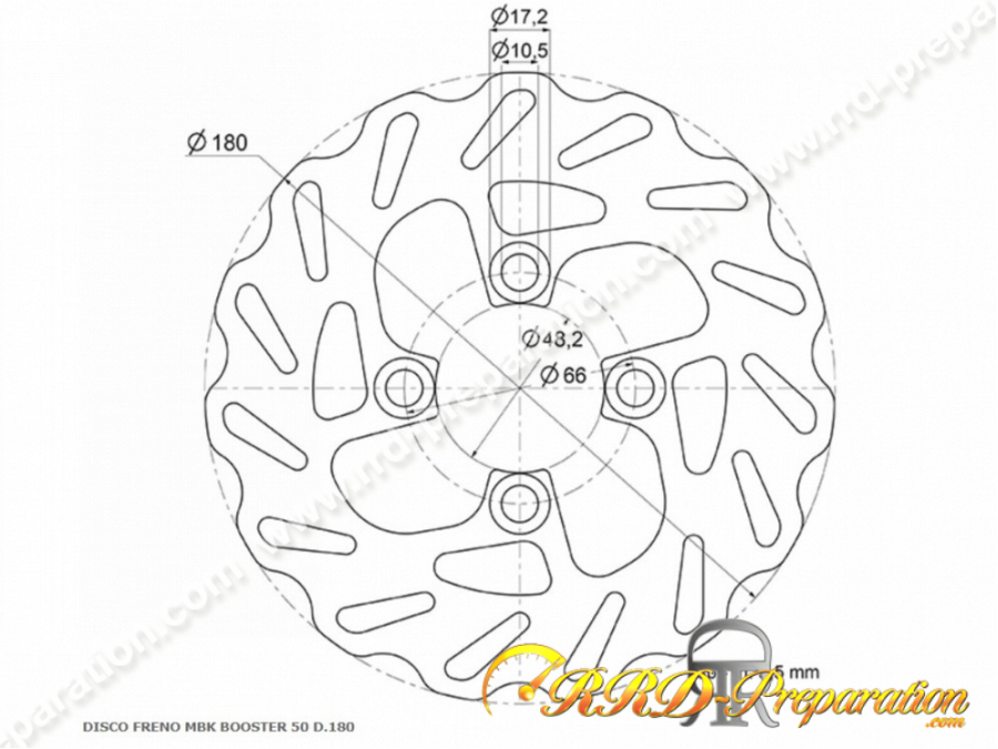 Disque de frein POLINI wave Ø180mm pour MBK BOOSTER NEXT GENERATION