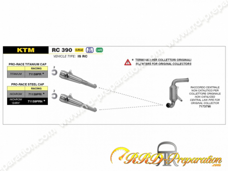 ARROW PRO RACE Silencer Kit With Fitting For ORIGIN Collector For KTM