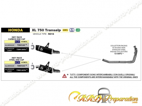 Ligne d échappement complète INDY RACE ARROW pour HONDA XL 750 TRANSALP