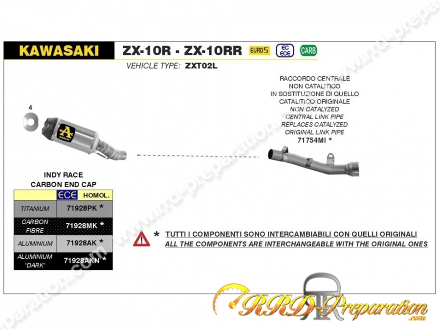 Kit Silencieux D Chappement Avec Raccord Arrow Indy Race Pour Kawasaki