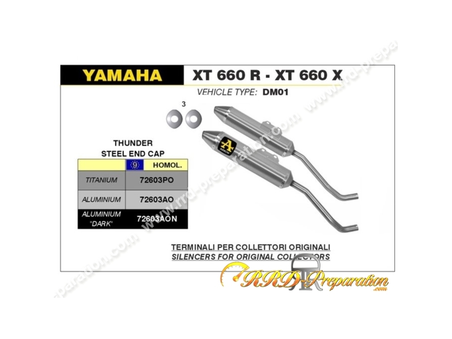 Paire de silencieux d échappement ARROW THUNDER pour Yamaha XT 660 R