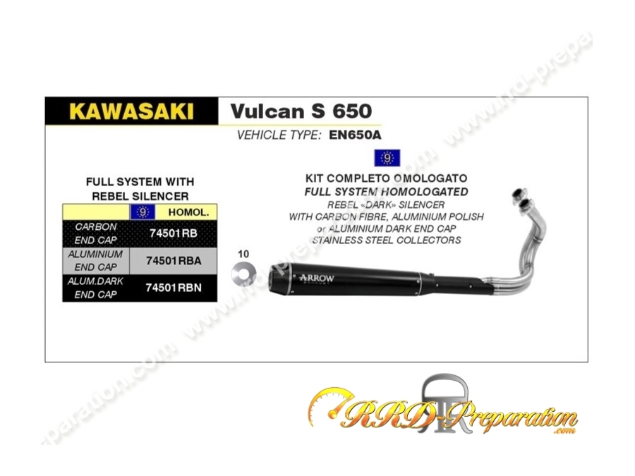 ARROW REBEL Complete Exhaust System For KAWASAKI VULCAN S 650 From 2014