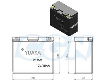 Batterie 12V 6Ah LARGE sans entretien YTX7A-BS quad / buggy