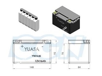 Batterie FULBAT 12V 6Ah YTX7A-BS MF GTX7A-BS (wartungsfrei) | Webshop  rollermeister