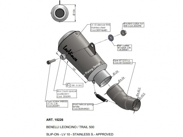 LEOVINCE LV-10 exhaust silencer for BENELLI LEONCINO / TRAIL 500 from 2017  to 2021