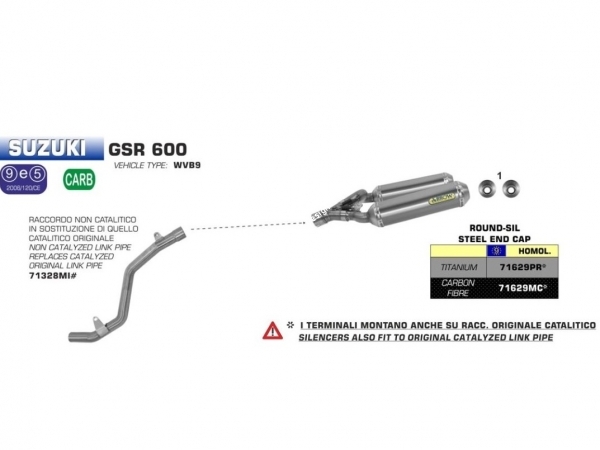 Photo de la paire de silencieux ARROW pour moto Suzuki GSR 600