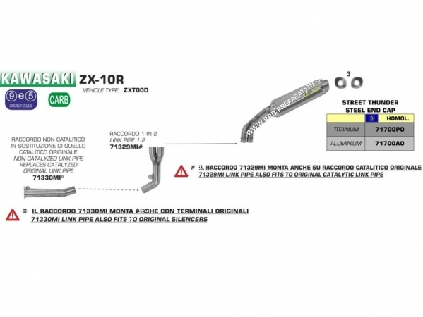 Photo du raccord 1 en 2 pour échappent ARROW Kawasaki ZX-10R 2006/2007