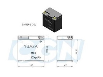 Batterie hautes performances YUASA YTZ7-S 12v 6A (gel sans