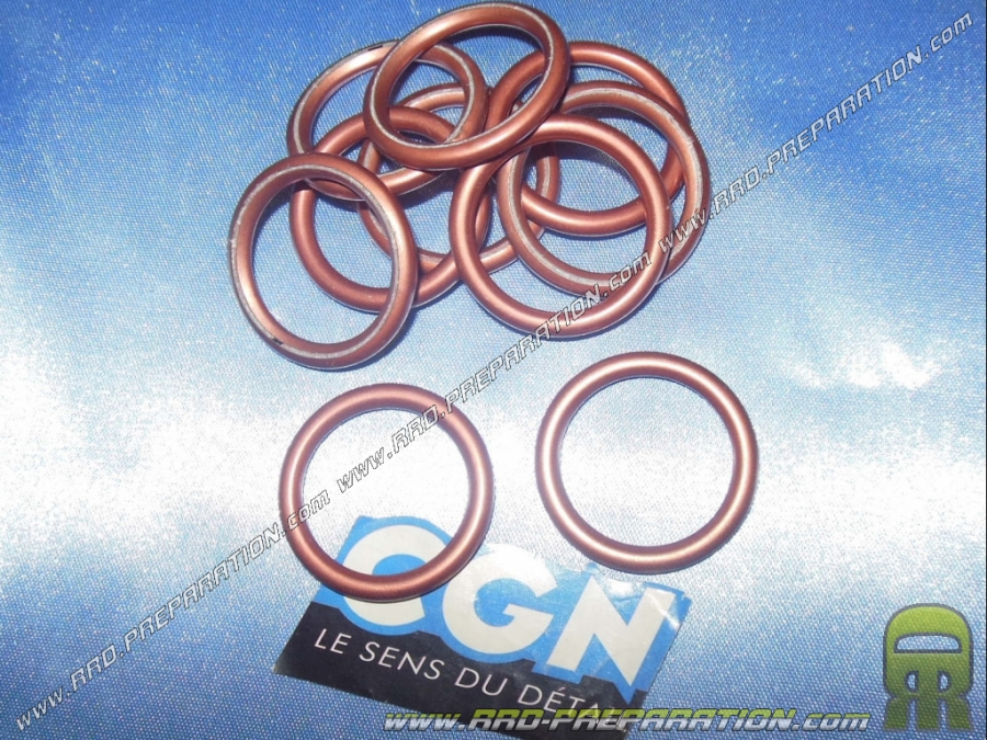 Joint de pot d'échappement rond CGN cuivre diamètre 30mm (à visser) pour PEUGEOT 103, MBK 51...