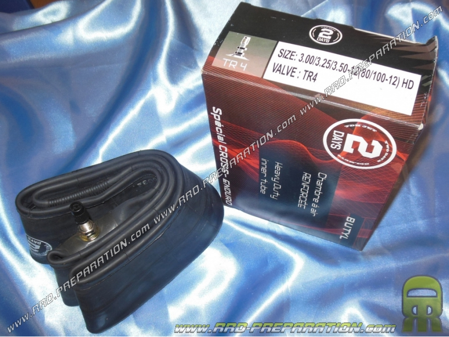 TDH 2day inner tube 3.00 to 3.50 12 inches reinforced straight valve with nuts (80/100 by 12)