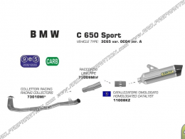 Línea completa ARROW Race-Tech para Maxi-Scooter BMW C 650 SPORT desde 2016