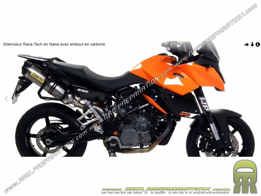 Línea completa de escape ARROW RACE-TECH para KTM 990 SMT de 2009 a 2013