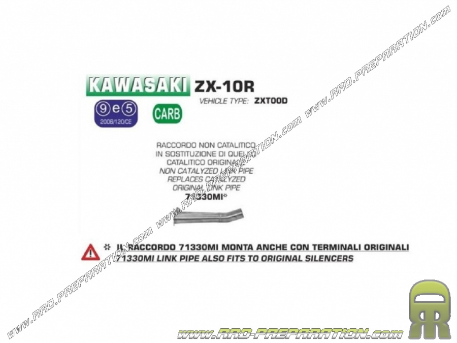 Raccord non catalysé ARROW pour moto Kawasaki ZX-10R 2006/2007