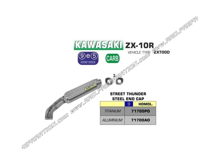 Paire de silencieux d'échappement ARROW THUNDER pour Kawasaki ZX-10R 2006/2007