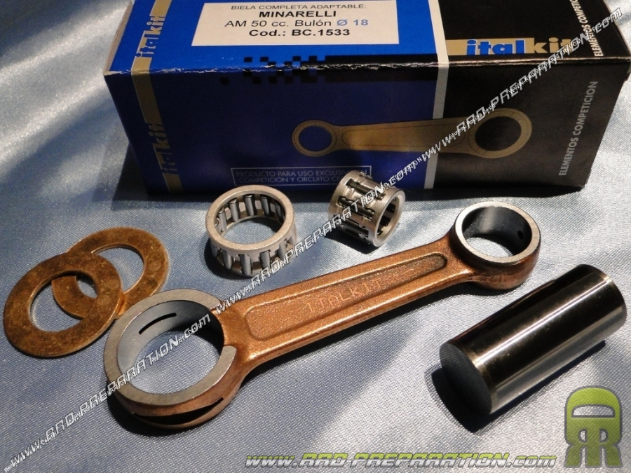 Bielle de vilebrequin ITALKIT taille origine renforcée (Longueur 90mm, maneton Ø16mm, axe 12mm) moteur DERBI Euro 1, 2 et 3