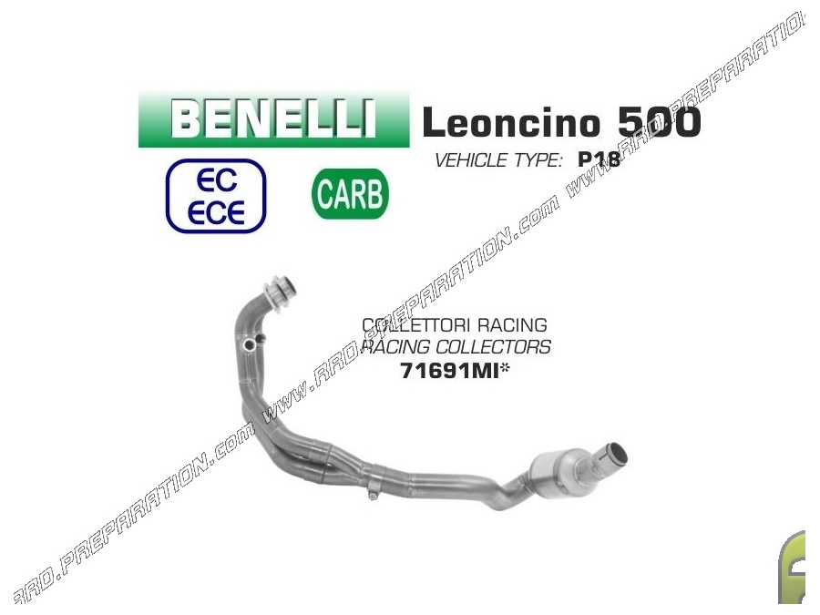 Collecteur ARROW RACING pour silencieux ARROW ou ORIGINE sur Benelli Leoncino 500 2017/2018