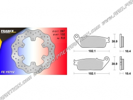 Kit de freno grande WAVE (discos, pastillas) trasero FRANCE EQUIPEMENT para moto YAMAHA MT-01 1700cc del 2005 al 2012