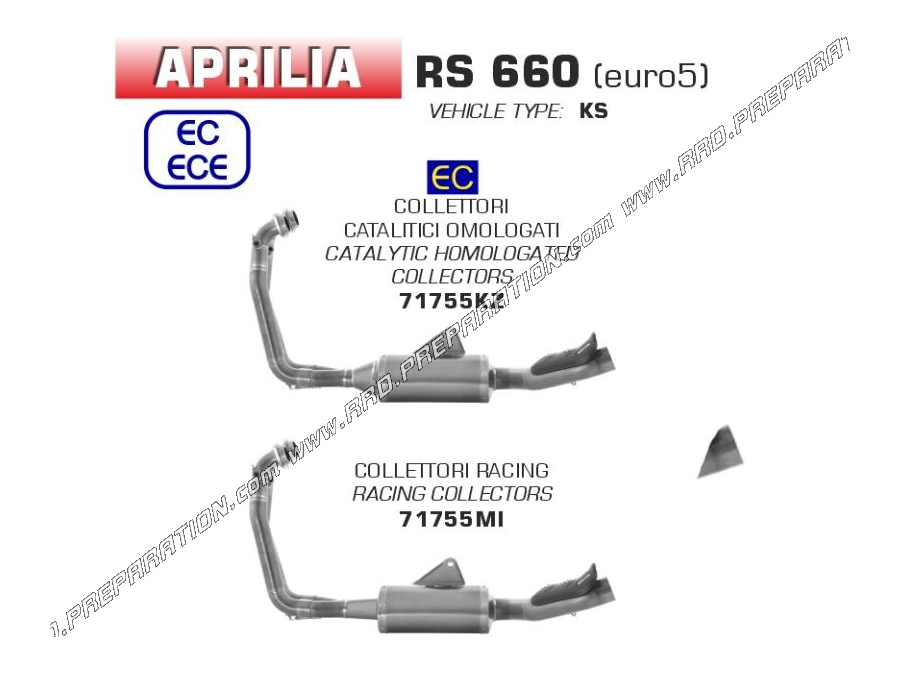 Colector ARROW RACING para silenciador ARROW INDY RACE para APRILIA RS 660 2020, 2021