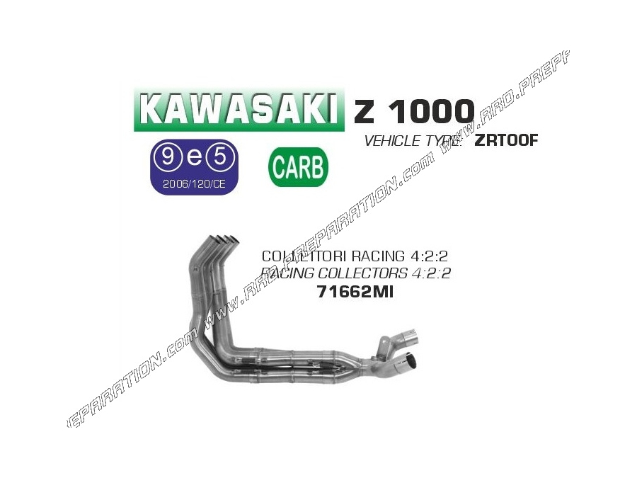 Colector de escape ARROW Racing para KAWASAKI Z 1000 de 2014 a 2017