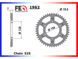 Couronne en acier FRANCE EQUIPEMENT pour moto TRIUMPH BONNEVILLE 1200cc