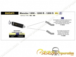 Kit silencieux avec raccord ARROW RACE-TECH pour moto Ducati MONSTER 1200, 1200 S, 1200 R de 2016 à 2020