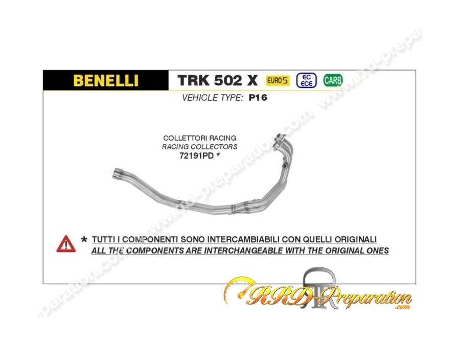 Collecteur d'échappement ARROW pour BENELLI TRK 502 X de 2021 à 2023