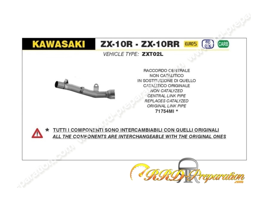 Raccord Racing ARROW pour KAWASAKI ZX-10R / ZX-10RR de 2021 à 2023