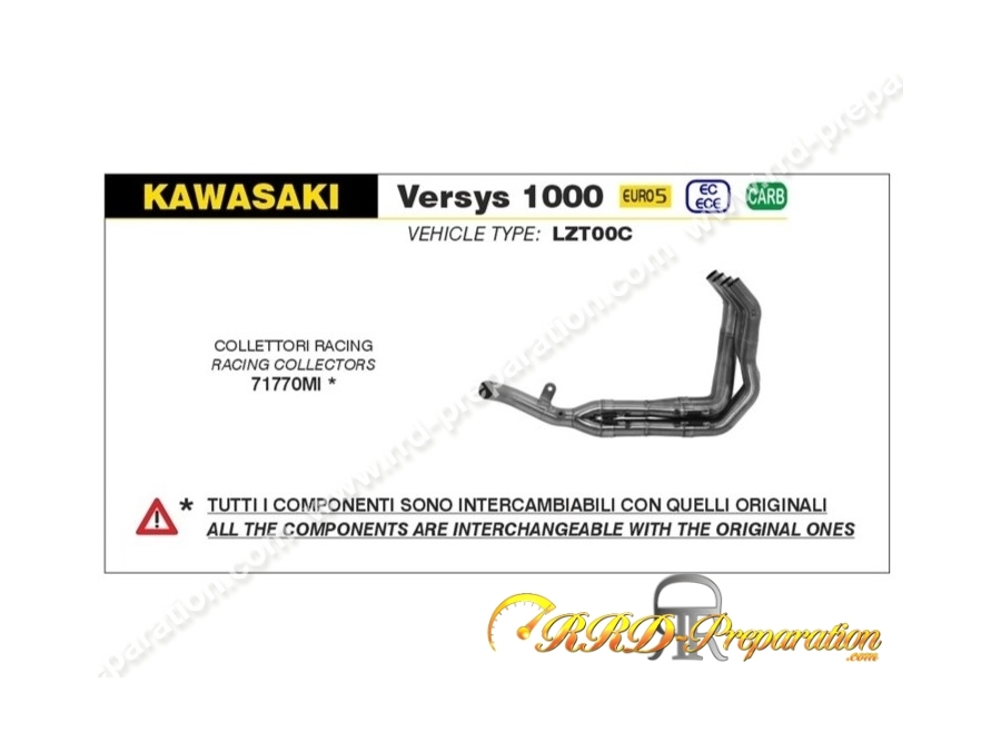 Collecteur d'échappement ARROW Racing pour KAWASAKI VERSYS 1000 de 2021 à 2023