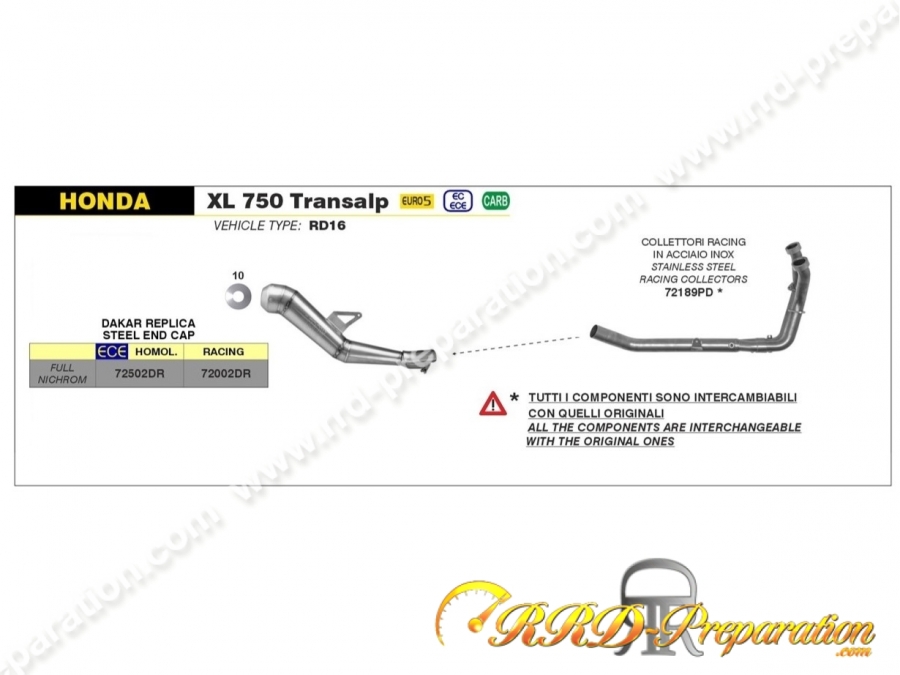 ARROW DAKAR REPLICA complete exhaust system for HONDA XL 750 TRANSALP ...