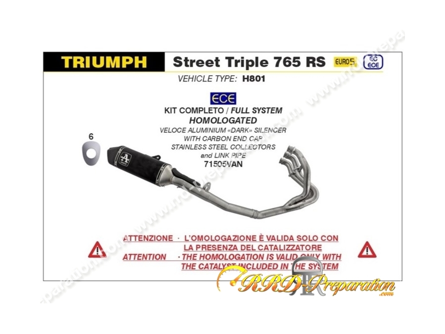 Ligne D Chappement Compl Te Arrow Veloce Pour Triumph Street Triple