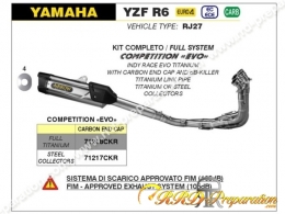 Ligne d'échappement complète ARROW Compétition "EVO" pour YAMAHA YZF R6 de 2017 à 2024