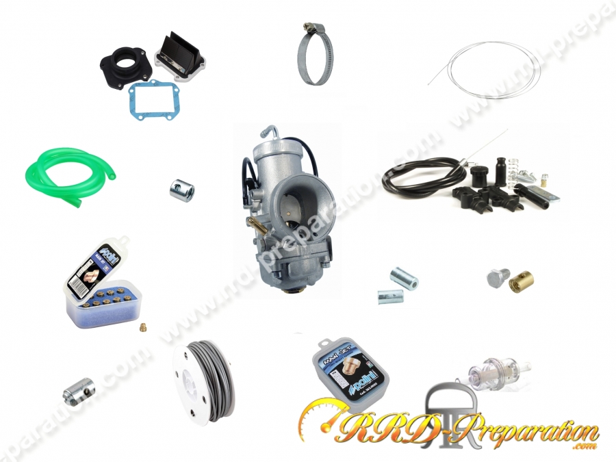 Kit carburation 34mm DELLORTO VHSB... pour ROTAX 122, 123, APRILIA RS, SX, HM CRE... 125 2T pipe droite