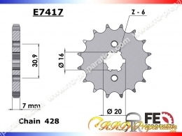 Kit chaine FRANCE EQUIPEMENT renforcé pour KAWASAKI 125 KMX de 1985 à 1998