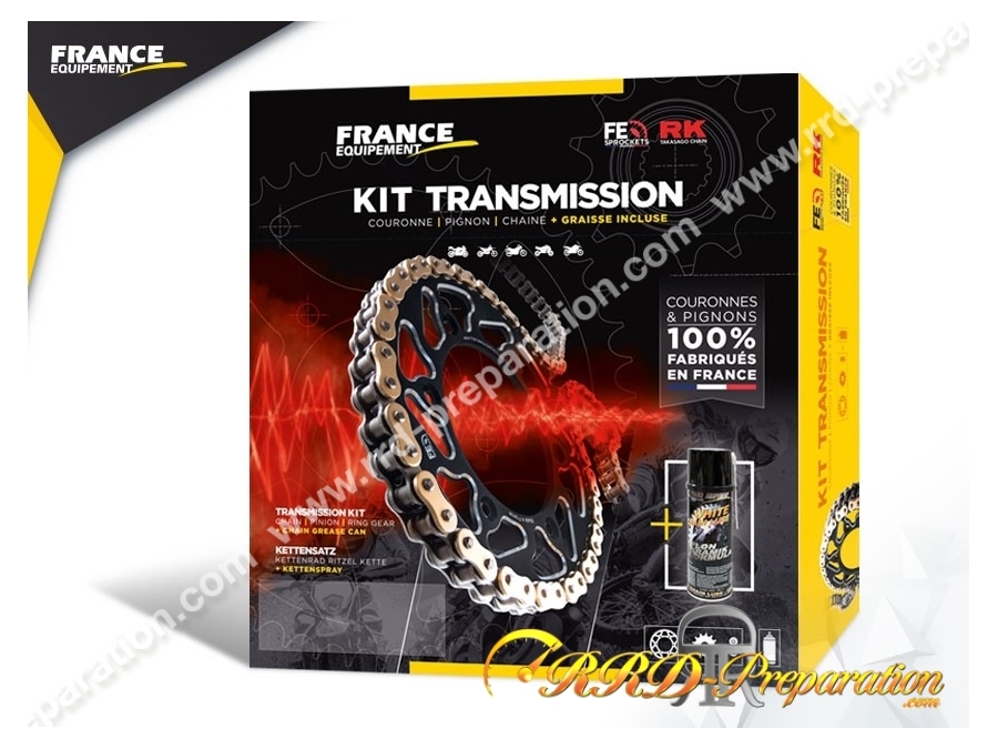 Kit chaine FRANCE EQUIPEMENT renforcé pour YAMAHA 350 YFM RAPTOR, R