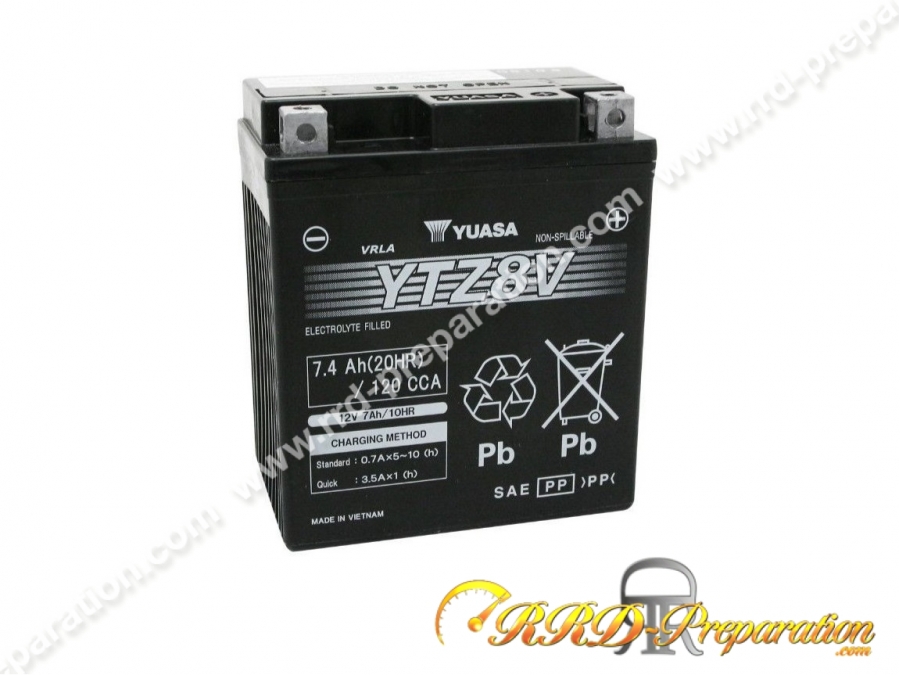 Batterie sans entretien YUASA YTZ8V 12v 7Ah pour moto, mécaboite, scooters...