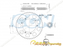 Kit chaîne AFAM 420 / 11X52 pour 50cc PEUGEOT XP6, XP7, RIEJU MRT, RS3, SMX ...