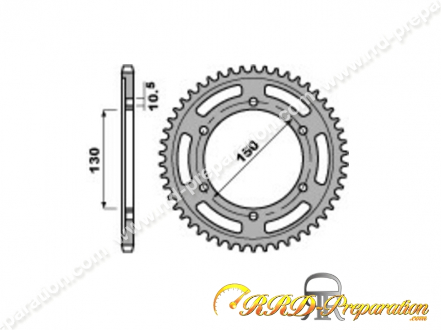 Couronne moyeu Ø150mm PBR dents au choix largeur 525, 6 trous de fixation pour moto HONDA XL 600, YAMAHA TDM ...