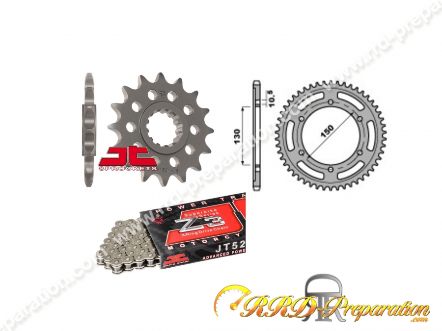 Kit chaine super renforcé JT SPROCKETS largeur 525 pour moto HONDA XL 600, YAMAHA TDM ...