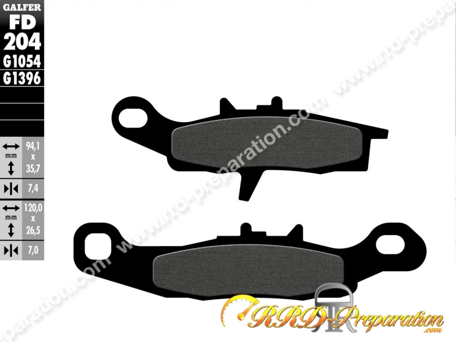 Plaquettes de frein GALFER 204 G1054 avant pour motocross KAWASAKI KL 250, KX 80, 85, 100, SUZUKI RM 85