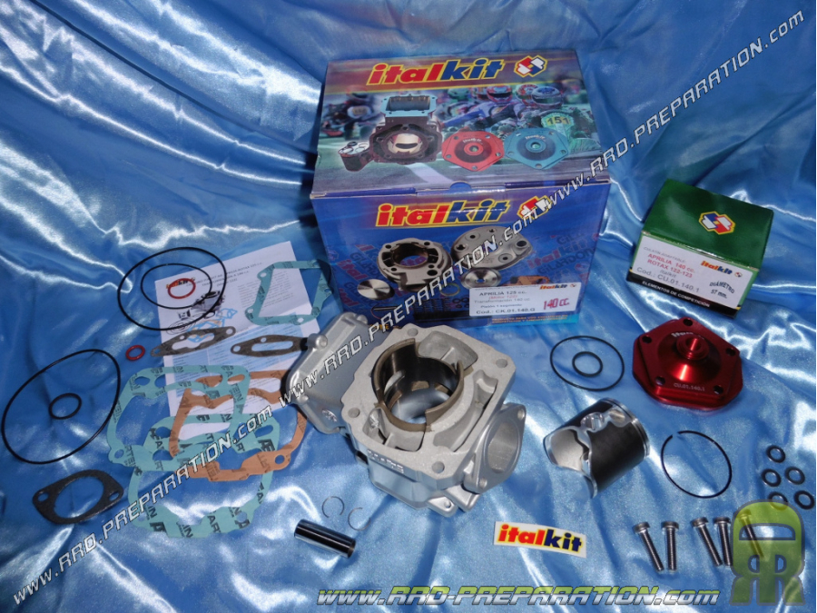 Kit 140cc ITALKIT mono segmento con culata para motor 125cc ROTAX 122, aprilia RS, AF1, EUROPA, PEGASO, y otros 2 tiempos