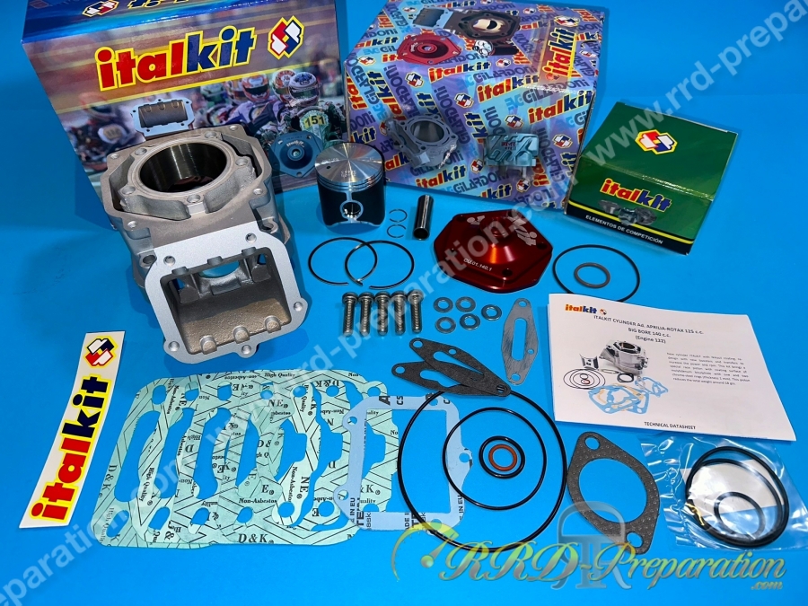 Kit 140cc ITALKIT bi segment avec culasse pour moteur 125 ROTAX 122, aprilia RS, AF1, EUROPA, PEGASO, et autres 2 temps