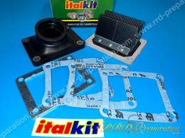 Kit d'admission (pipe droite + clapets) 8 lamelles Carbone ITALKIT COMPETITION HONDA NSR et CAGIVA MITO, FRECCIA C12, 125 2T