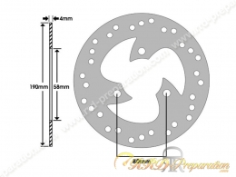 Disque de frein NG Ø190mm pour MBK NEXT GENERATION, NITRO, STUNT, YAMAHA AEROX, NG, HONDA, PGO...