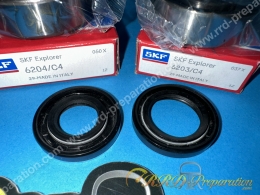 2 roulements compétition SKF C3 et C4 renforcés cage acier riveté + 2 joint spy nitrile pour Peugeot 103