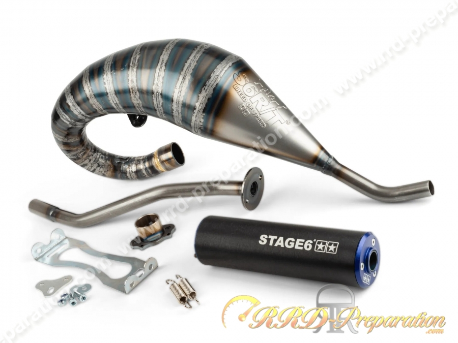 Pot d'échappement STAGE 6 R/T 70 et 80cc passage haut pour DERBI SENDA, APRILIA SX..