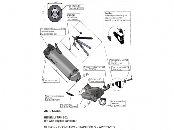 Photo du silencieux d'échappement LEOVINCE LV ONE EVO pour BENELLI TRK 502 de 2017 a 2021